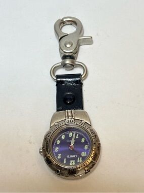 🏷 Levi's | Clip-On Keychain Watch - Compass Bezel Leather Strap - Needs Battery